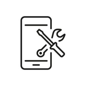 a black and white logo of a phone